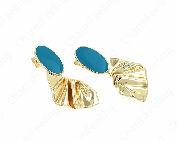 Dainty Earrings, Boho Earrings,Enamel Earrings, 18K Gold Filled Long Earrings, Bar Earrings,DIY Jewelry Supplies, 50.5x23.5x5mm