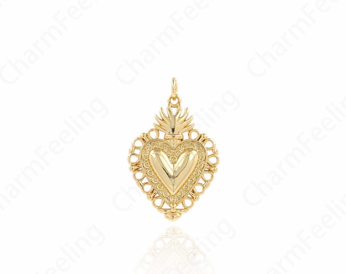 Dainty Heart Pendant, 18K Gold Filled Love Necklace, Heart Charm, Love Charm,Gift for Her, DIY Jewelry Accessories,30.7x20x3mm