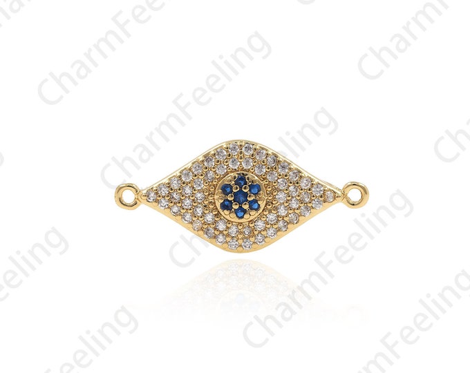 Micro-Pave Eye Connector, Eye Charm,Eye Bracelet, Eye Connector, DIY Jewelry Making Accessories 26.6x11.7x3.3mm 1pcs