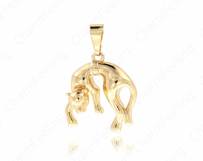 18K Gold Filled Animal Pendant,Money Leopard Charms, Jaguar Necklace for DIY Jewelry Making Supplies,31x20x7mm