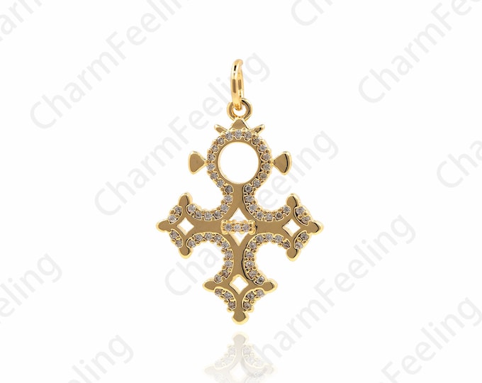 Micro-Pave Cross Pendant, Gold Filled Cross Charm, Religious Charm, Cross Jewelry, DIY Jewelry Making Accessories 31.5x20x2.5mm 1pcs