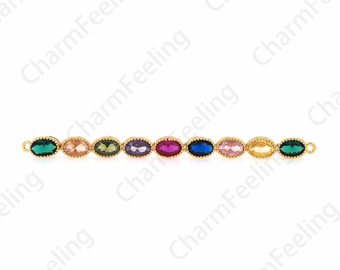 Ladies Connector, 18K Gold Filled Classic Tennis Bracelet, Micropavé CZ Gold Bracelet, DIY Bracelet Necklace Accessories,68x5x3.5mm