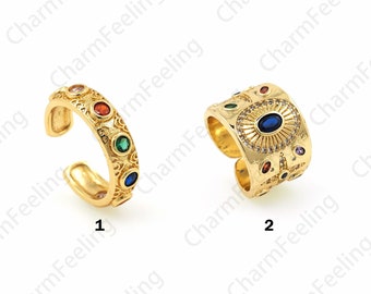 Thin Rings, Thick Rings, Micro Pavé CZ Gemstone Rings, Adjustable Rings, 18K Gold Filled Signet Rings, Family Rings