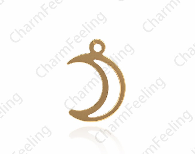 18K Gold Filled Moon Necklace, Crescent Pendant, Astral Charm, Moon Pendant, DIY Jewelry Making Accessories, 16x11x0.8mm