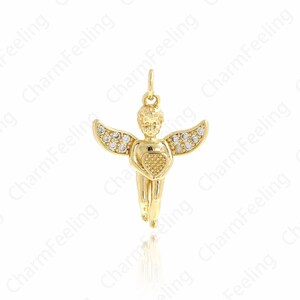 Angel Pendant,18K Gold Filled Angel Necklace, Cupid Charm, Cupid Necklace, DIY Jewelry Supplies, 26x19x3.6mm