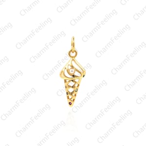 Eis Charme, Creme Kegel Anhänger, Gold gefüllt Wüste Anhänger, für DIY Schmuck machen 21x7.9x4mm 1pcs