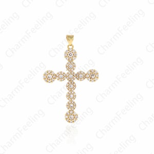 Religious Jewelry, 18K Filled Gold Cross Pendant, Cross Charm, DIY Jewelry Making Accessories 30x47.5x2.5mm