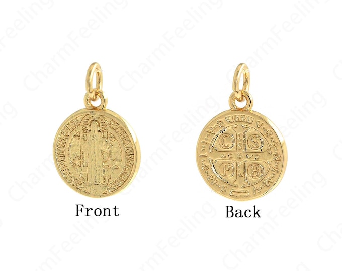 Dainty Christian Charm, Jesus Pendant, 18K Gold Filled Round Charm, Religious Charm, DIY Jewelry Supplies,17x12x1.5mm