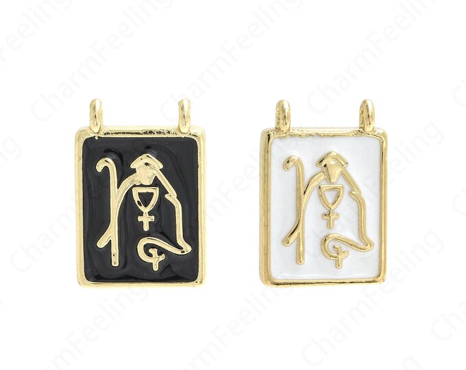 Missionary Charms, Priest Charms, 18K Gold Filled Square Charms, Enamel Charms, Religious Jewelry, DIY Jewelry Supplies, 24.5x16.5x3mm