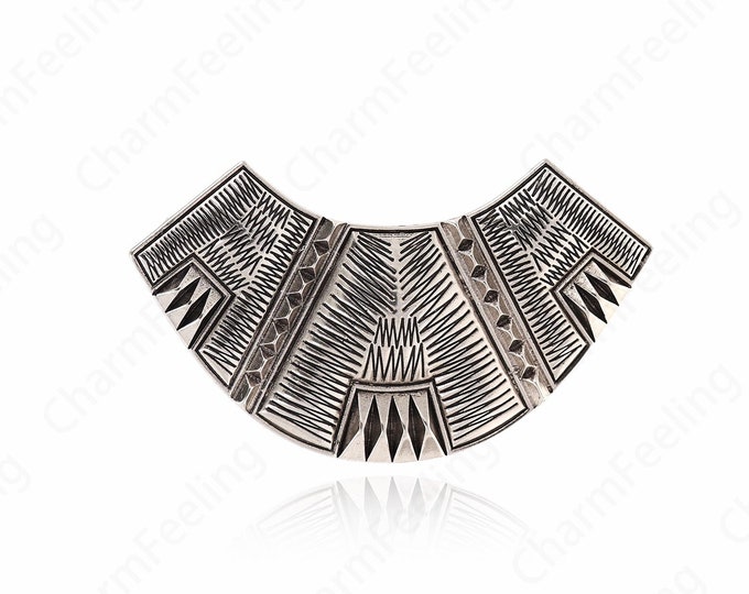 Antique Silver Filled Alloy Pendant, Fan Charm,Micropavé CZ Alloy Accessories, Fan Pendant, DIY Jewelry Supplies, 103x46x2mm