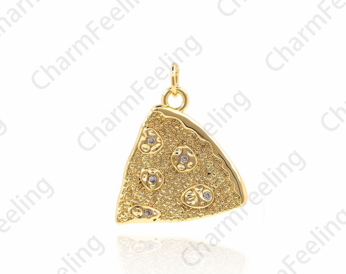 Pizza Shaped Pendant, Food Charm, Triangle Charm, DIY Jewelry Making Accessories 22.7×19×2.2mm 1pcs
