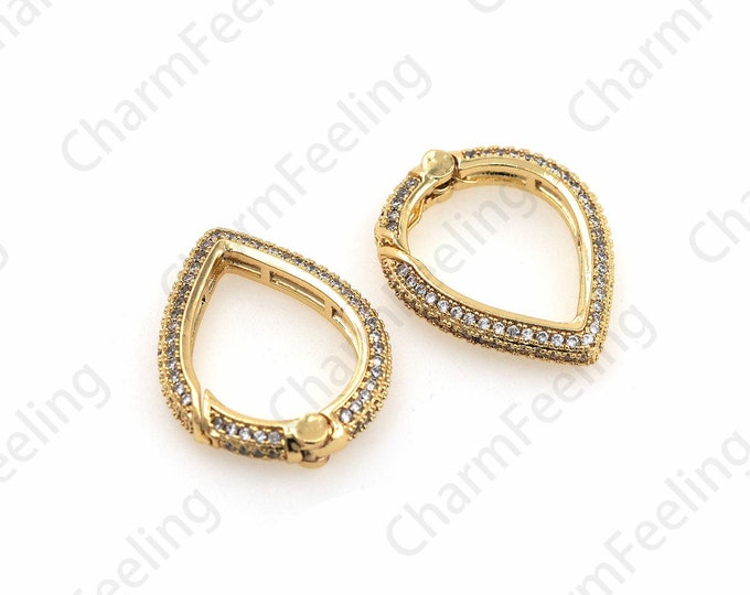 Water Drop Clasp, Necklace Clasp, Micro Pave Clasp, Jewelry Clasp, gold-Plated Clasp, DIY Jewelry Making Accessories 24x19.1x3.5mm 1pcs