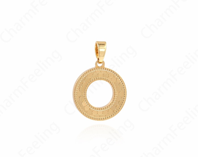 18K Gold Filled Round Necklace, Round Pendant, Circle Pendant, Hollow Jewelry Pendant, DIY Jewelry Making Accessories, 20.5x14x1.6mm