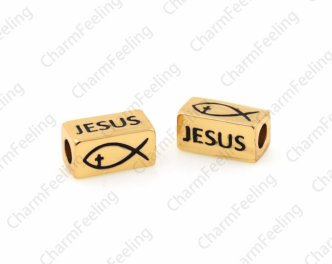 18K Gold Filled Cuboid Spacer Beads, Fish String Beads, Cuboid Beads, DIY Bracelet Accessories, 12.5x6.5x6.5mm, Hole 4mm