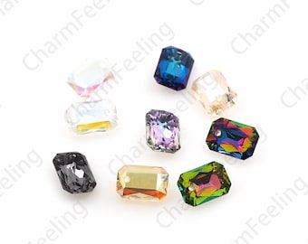 720pcs Crystal 6435  Pendant Necklace, Classic Cut Pendant, Rectangular Crystal AB, Multi-Color Optional