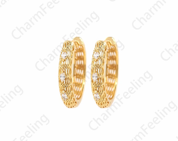18K Gold Filled Earrings, Hoop Earrings, Exquisite Earrings, Minimalist Earrings, Earrings for Everyday Wear, Gifts For Her 32x5mm 1pair