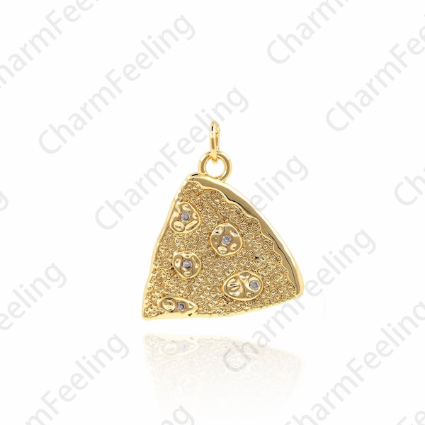 Pizza Shaped Pendant, Food Charm, Triangle Charm, DIY Jewelry Making Accessories 22.7×19×2.2mm 1pcs