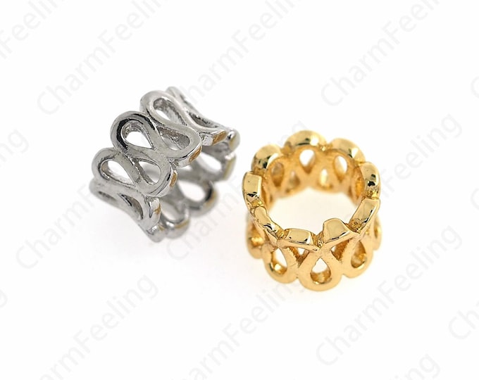 Rings Spacer Beads,Large Hole Bead,18K Gold Filled Round Spacer Beads DIY Jewelry Supplies,8x8x5mm