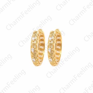 18K goud gevulde oorbellen, hoepel oorbellen, prachtige oorbellen, minimalistische oorbellen, oorbellen voor dagelijkse slijtage, geschenken voor haar 32x5mm 1pair