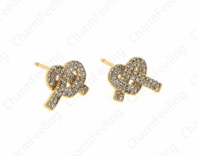 Fashion Earrings,Dainty Knot Earrings,Pierced Earrings,18K Gold Filled Knotted Earring,Gift for Her,11.5x9x2.8mm