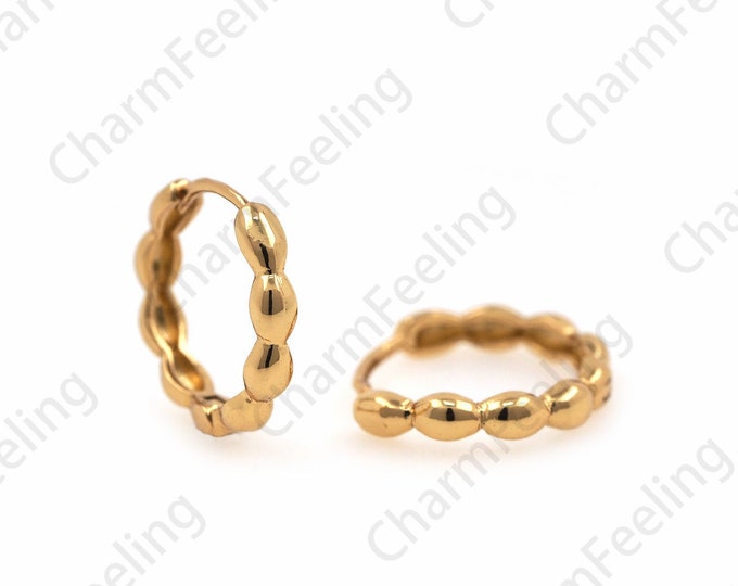 18K Gold Filled Round Twist Earrings, Twist Earrings, Hollow Earrings, Micropave CZ Gold Earrings, Earring Pendant, 15x16mm 1 pair