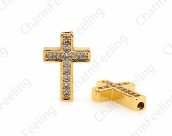 Micro-Pave Cross Spacer Beads, Cross Spacer Beads, Religious Charm, Cross Bracelets 18.4x12.5x3.7mm 1pcs