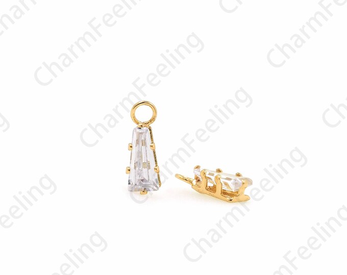 Micropavé CZ Cylindrical Pendant, 18K Gold Filled Classic Cut Rhinestone Pendant, Jewelry Accessories, Anniversary Gift, 12x4x3.3mm