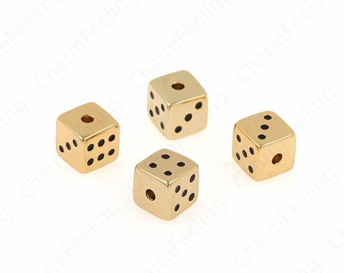 Dice Beads, 18K Gold Filled Cube Beads, Square Spacer Beads, DIY Jewelry Supplies, 7.5x7.5x7.5mm