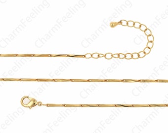 Crossbar Necklace,Lobster Clasp Necklace,18K Gold Filled Simple Necklace, Brass Necklace, Round Necklace, DIY Jewelry Supplies,8.6x1.8x1.5mm