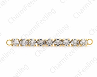 Bar Connector, Micro-paved Cubic Zirconia Connector, 18K Gold Filled Rectangular Connector, DIY Jewelry Making Supplies, 55x5x4.3mm