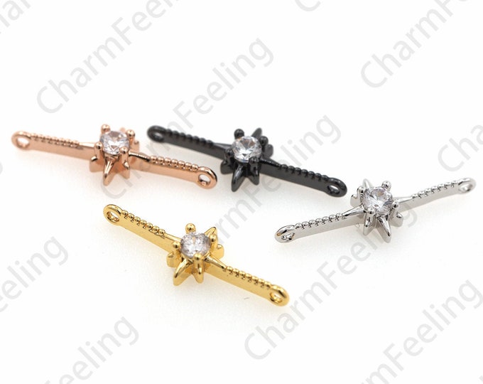 CZ Polaris Connector Polaris Charm, Star Pendant, Polaris Jewelry, DIY Jewelry Making Accessories 17.5x6x3mm 1pcs