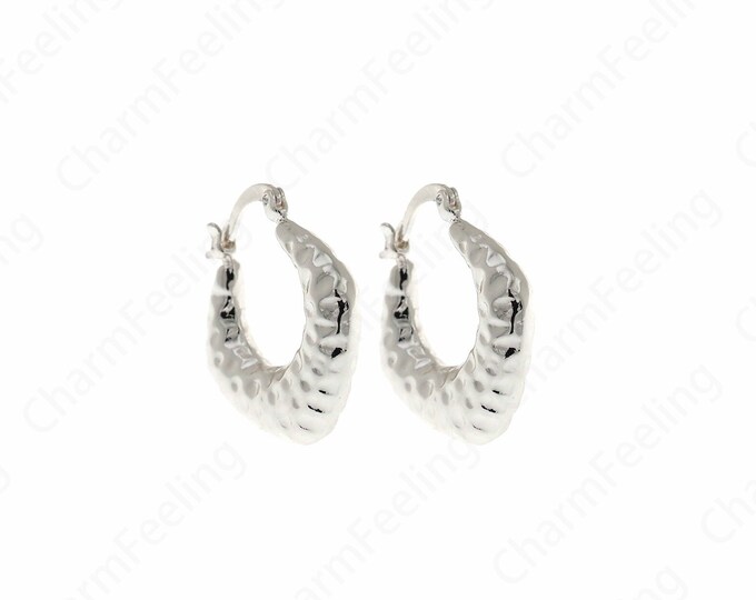 18K Silver Filled Round Twist Earrings, Dainty Oval Earrings, Twist Earrings, Hollow Earrings, 27x25x6.5mm