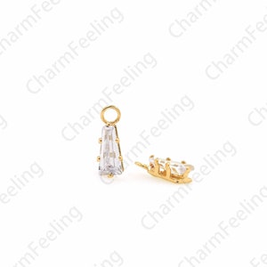 Micropavé CZ Cylindrical Pendant, 18K Gold Filled Classic Cut Rhinestone Pendant, Jewelry Accessories, Anniversary Gift, 12x4x3.3mm