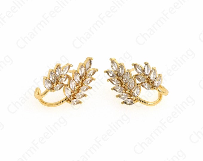 1 Pair,18K Gold Filled Tassel Earrings,Ball Earrings,Leaf Earrings, Dainty Earrings,Tassel Charm,Boho Earrings,20x15x9.6mm