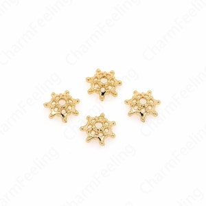 10 pcs Pearl Caps,Brass Caps, Spacer Jewelry, Alloy Bead Caps,Flower Caps,18K Gold Filled Flower Bead Caps,DIY Gold Jewelry Making,9x2.8mm