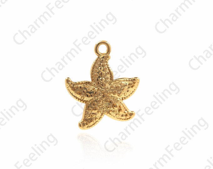 18K Gold Filled Starfish Necklace,Starfish Pendant,Animal Charm,Starfish Charm,Lucky Starfish Pendant, DIY Jewelry Accessories 17x15.5x2.5mm