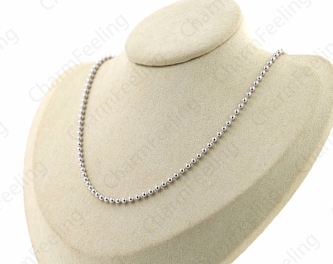 Ball Necklace Anniversary Gift, S925 Silver Necklace, Chain Necklace, Silver Bead Necklace, Fashion Necklace, Classic Necklace,Gift For Her,