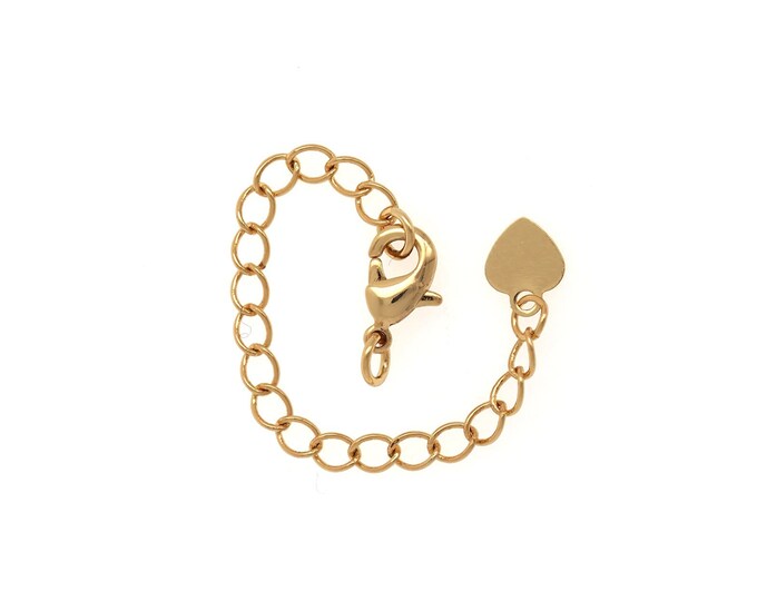 10pcs,18K Gold Filled Heart Chain Adjuster, Lobster Claw Clasp Jewelry Extension Chain, DIY Necklace Bracelet Tail Chain Accessories,8cm