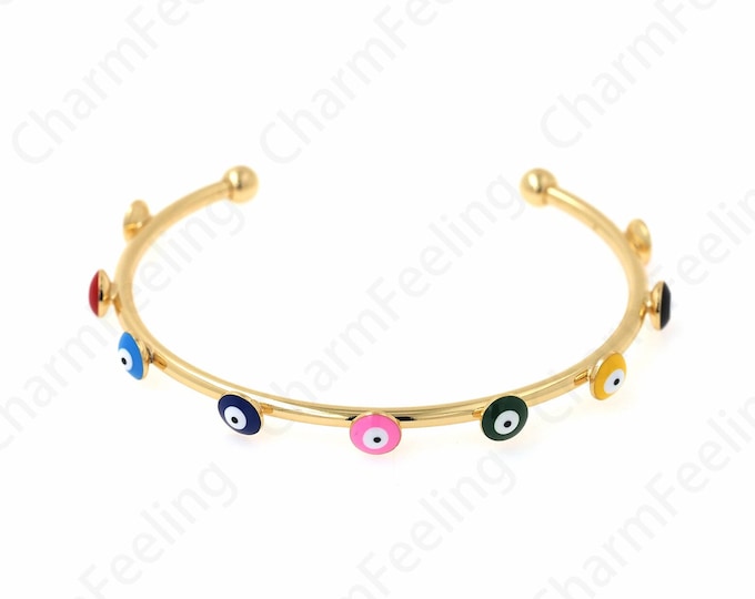 Eye Bracelet Paper Clip Bracelet 18K Gold Filled Men's Tag Bracelet Enamel Gold European Bracelet Lucky Bracelet