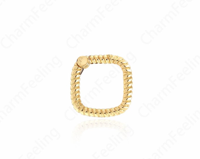 18K Gold Filled Square Clasp, Rectangular Clasp, Snap Clasp, Geometric Clasp, Door Knocker, DIY Jewelry Accessories,18x18x4mm