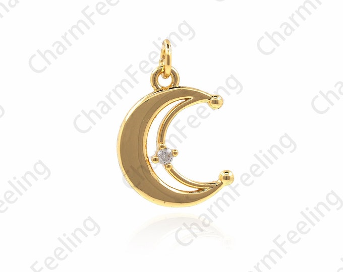 18K Gold Filled Crescent Necklace,Moon Pendant,Star Charm,Cubic Zirconia Jewelry Accessories,Suitable For Anniversary Gifts