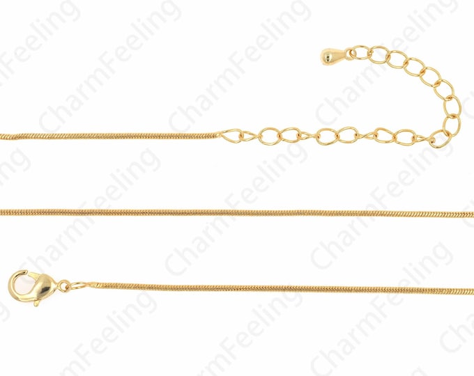 Cable Necklace,Lobster Clasp Necklace,18K Gold Filled Simple Necklace, Brass Necklace, Round Necklace, DIY Jewelry Supplies, 0.9mm