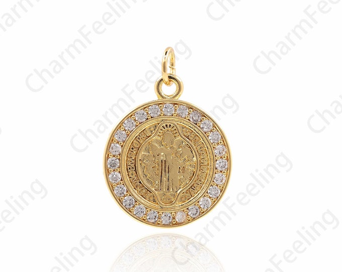 Lady Guadalupe Cubic Zirconia Charm, Virgin Mary Pendant, Religious Jewelry, Virgin Mary Charm 23x16.5x1.8mm 1pcs