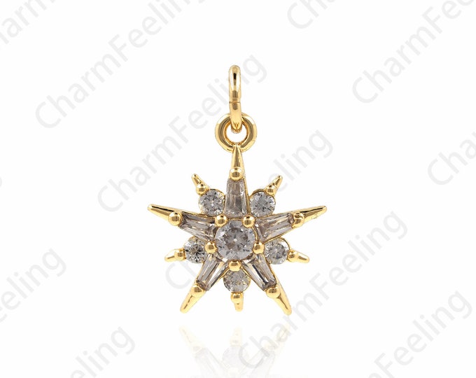 18K Gold Filled Polaris Pendant, Star Charm, Polaris Necklace, Gold Polaris Charm, DIY Jewelry Making Accessories 19x13x3.5mm 1pcs