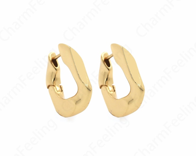 18K Gold Filled Eectangular Earrings,Suitable For Anniversary Gifts Square Earrings,Brass Gold-Plated Earrings,Earring Charm,16.5x19.5x3.3mm