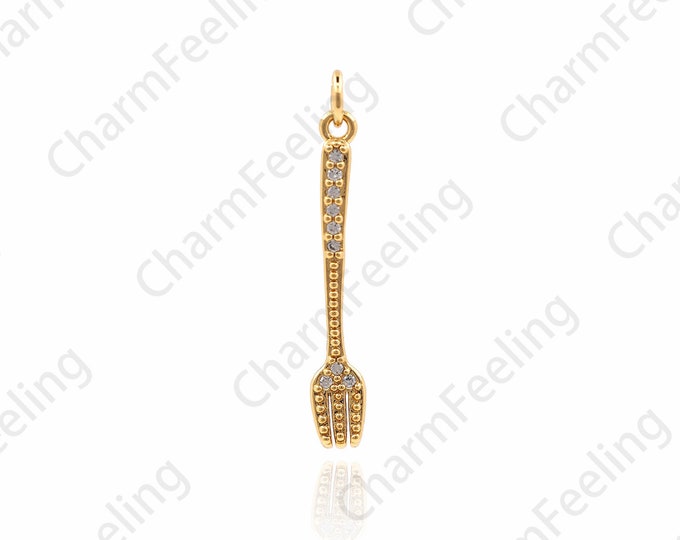 Fork Pendant, Gourmet Charm, Tableware Charm, Personalized Gifts, DIY Jewelry Making Accessories 26.5x3.8x1.5mm 1pcs