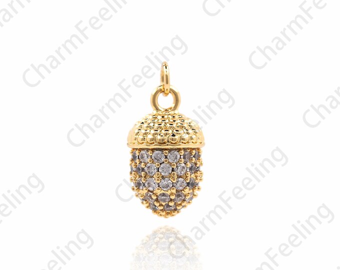 Micro-Pave Pine Cone Pendant, Pine Nut Necklace, 3D Pine Cone Charm, DIY Jewelry Making Accessories 17.7x8.8x8.8mm 1pcs