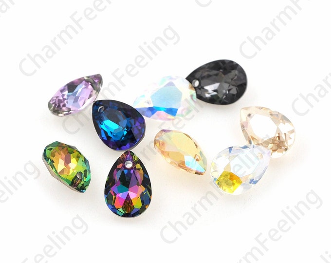 672PCS Drop-Shaped Crystal Pendants, Crystal 6128 Pendant, Teardrop Necklace, Multi-Color Optional, DIY Jewelry Crystal Accessories