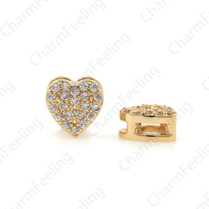 Perles d'espacement coeur, bracelet cz micro pavé, accessoires de perles d'espacement coeur, breloque coeur, fabrication de bijoux DIY 7x7x3,6 mm 1pcs