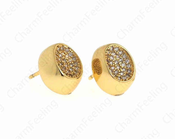 Thick Gold Earrings, Oval Earrings, Drop Stud Earrings, 18K Gold Filled Bohemian Stud Earrings, Gift for Her, 11.5x9.5x5.2mm